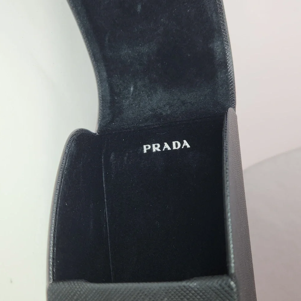 PRADA SAFFIANO Black Leather Sunglasses Case EUC